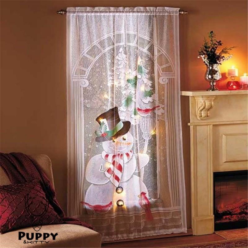 Led Lighted Snowman Lace Curtain Rod Pocket Window Shopee