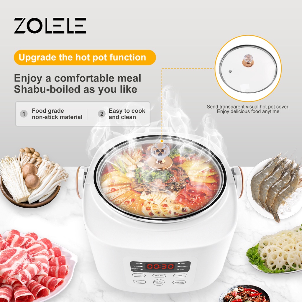 ZOLELE ZB500 Low Sugar Rice Cooker Smart Hot Pot Rice Cooker 3L Multi Rice Cooker Electric Cooker - Image 2