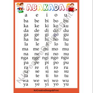 A4 Laminated Abakada Chart | Shopee Philippines