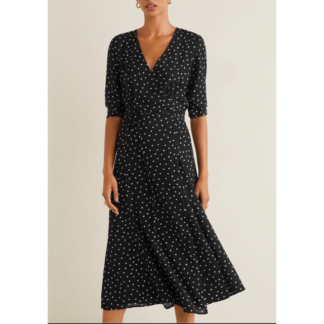 mango black polka dot dress