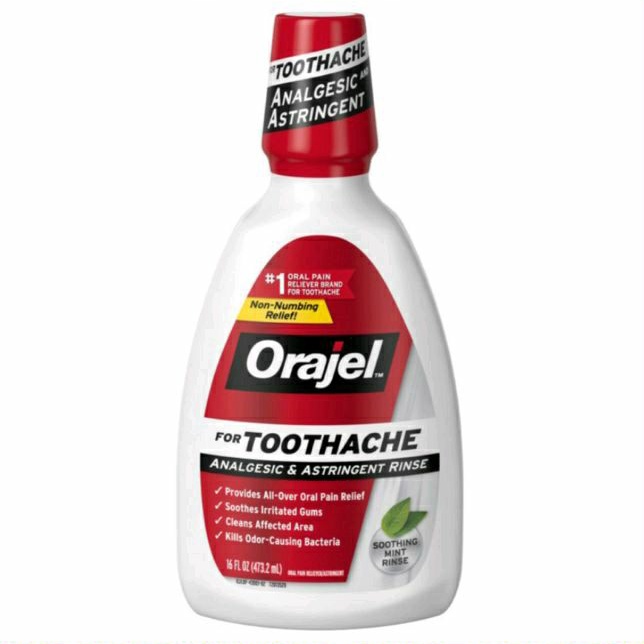Orajel Toothache Rinse, Medicated Pain Relief Mouthwash, 473ml Shopee
