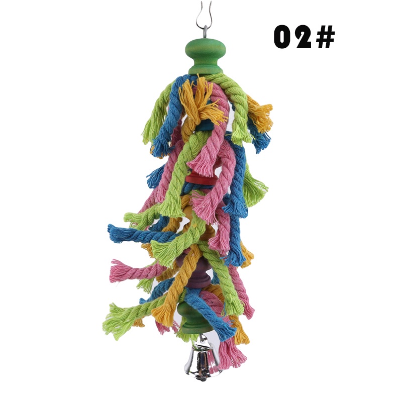 Parakeet pet cocker dog bird rope hole ladder hammock swing multi-color accessories #9