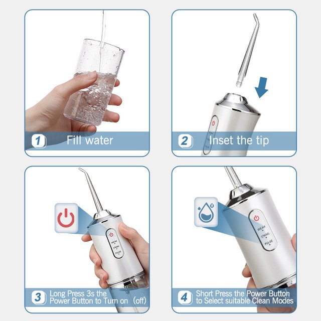 Oral care Water Flosser 4 Heads 220ML Oral Irrigator Rechargeable 3Modes Water Flosser water jet - Image 4