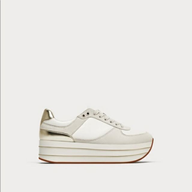 zara platform sneakers white