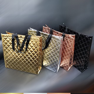 Black color film laser three-layer thick non-woven bag, advertising shopping bag, food bag