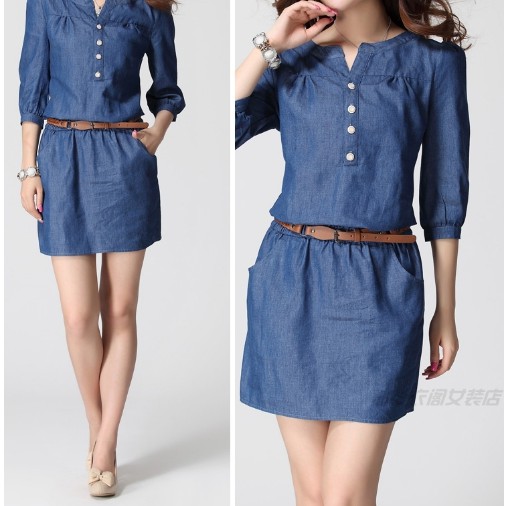 maong dress with belt