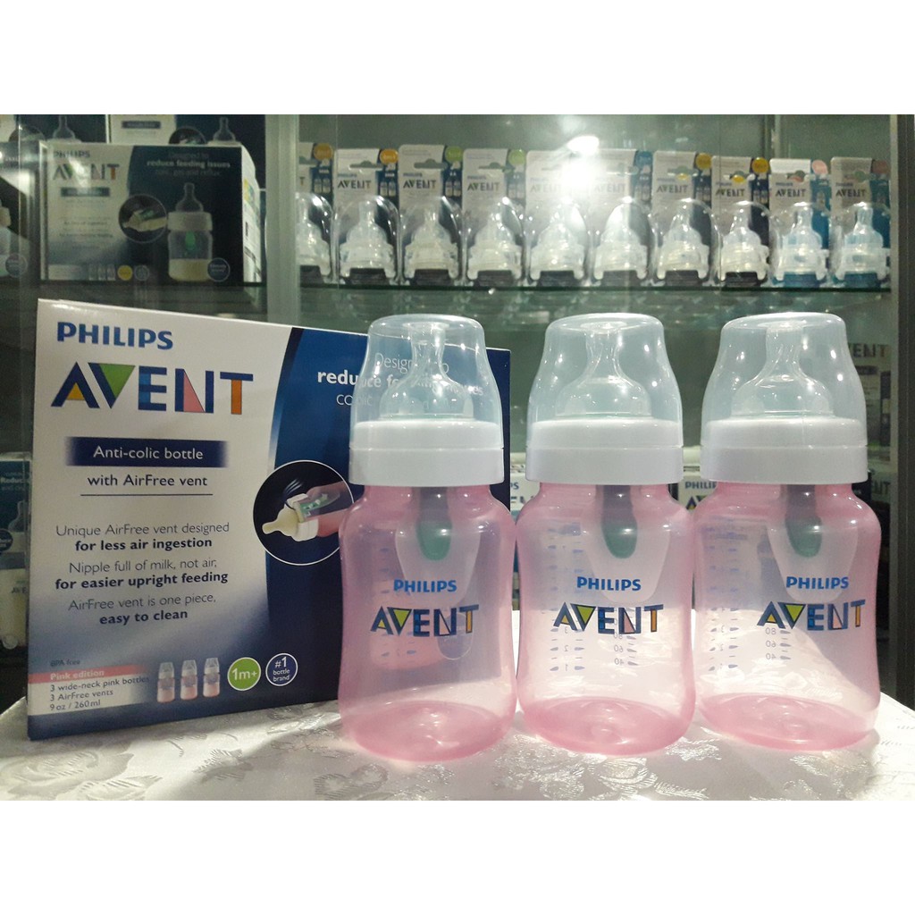 avent anti colic bottles pink