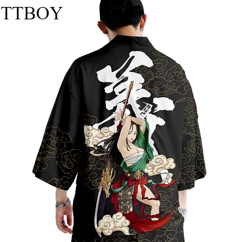 2022 Japanese Robe Samurai Cosplay Cardigan Haori Streetwear Casual ...