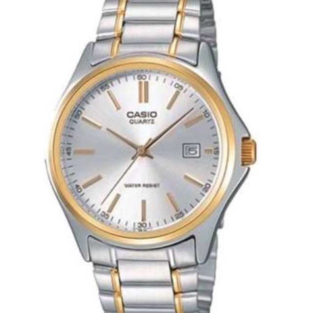silver and gold casio watch