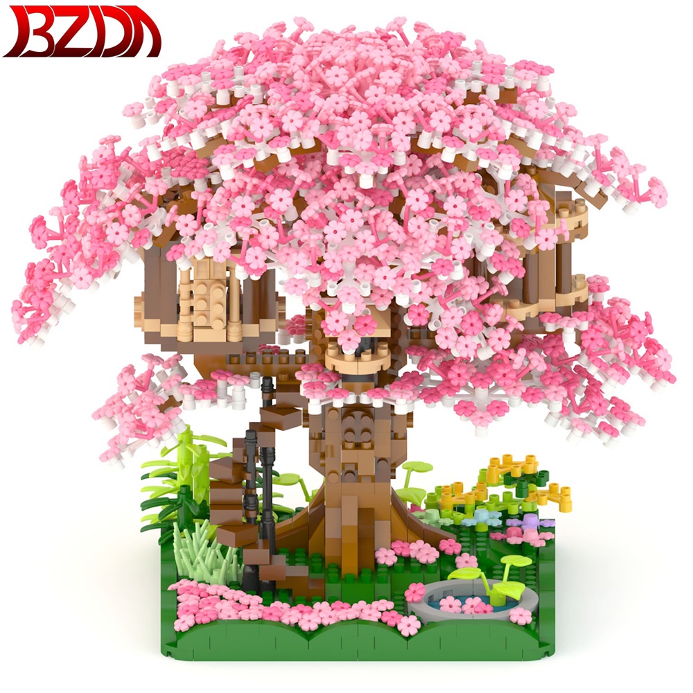 Japanese City Mini Friends Cherry Blossom House MOC Sakura Creator ...