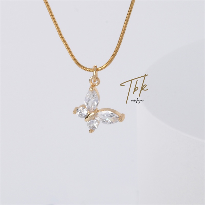TBK 18K Gold Adjustable Diamond Butterfly Pendant Necklace Accessories ...