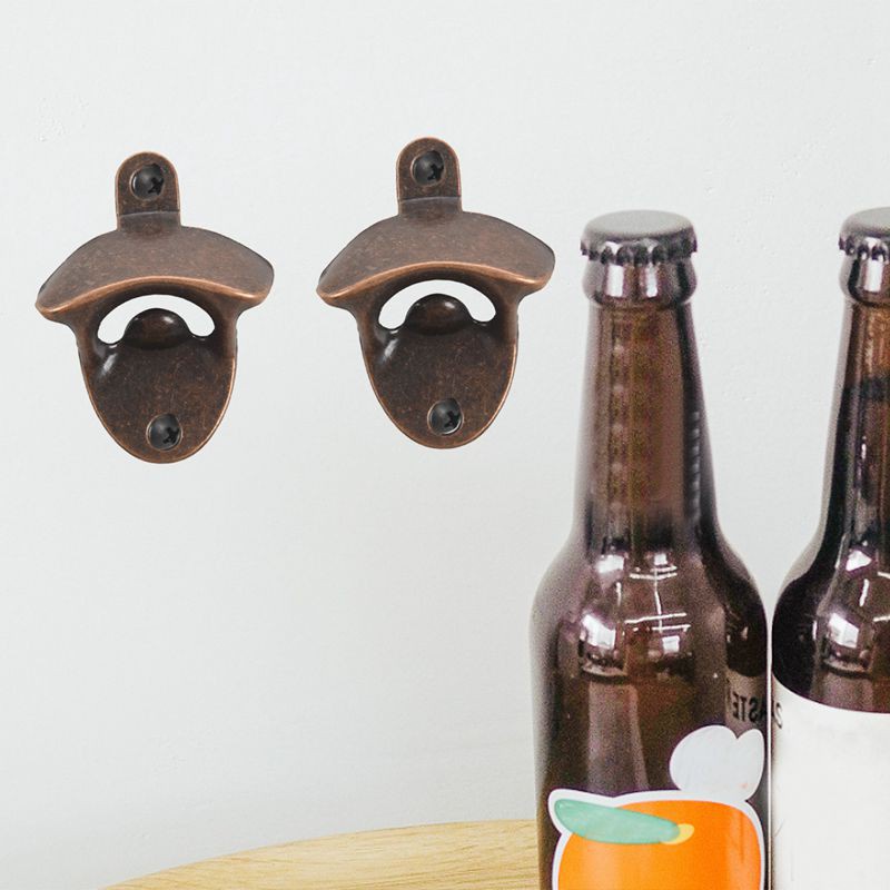 10 Pack Bottle Opener Wall Mounted Rustic Beer Opener Set Vintage Look with Mounting Screws for Kitchen Cafe Bars