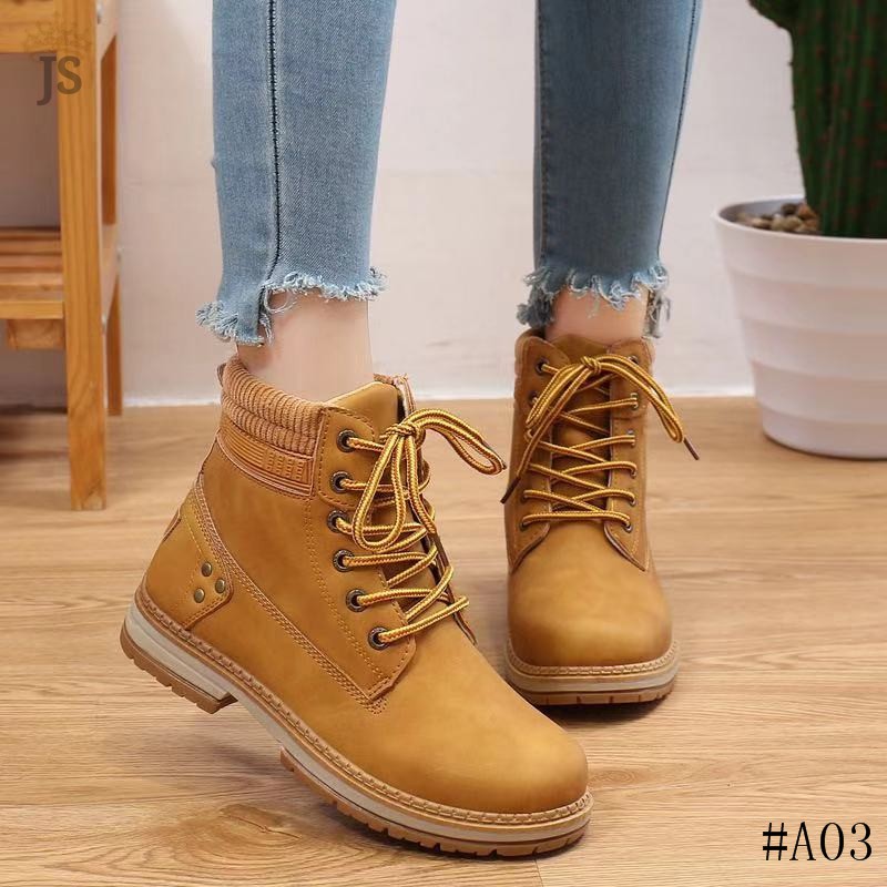 Korean Fashion Thick Lace Up Winter Boots A03JS | Shopee Philippines