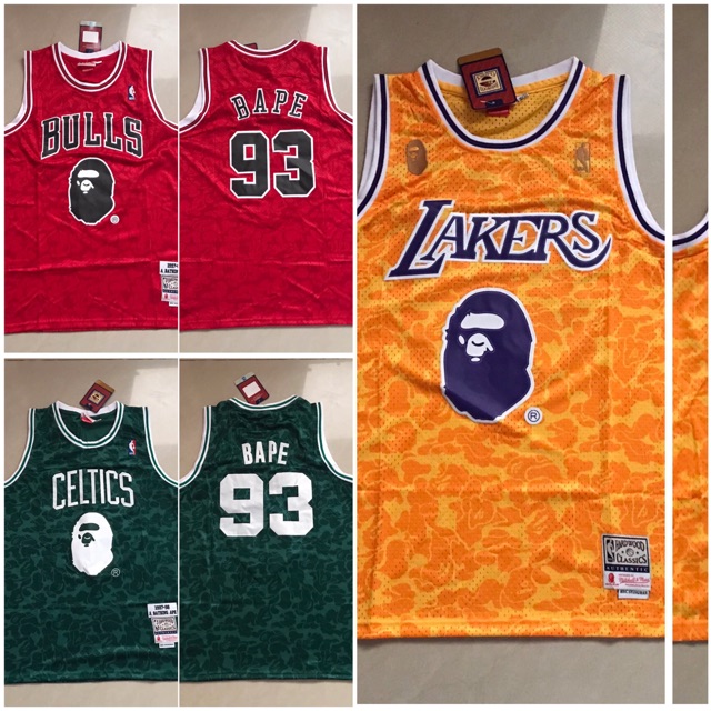 bape mitchell and ness lakers