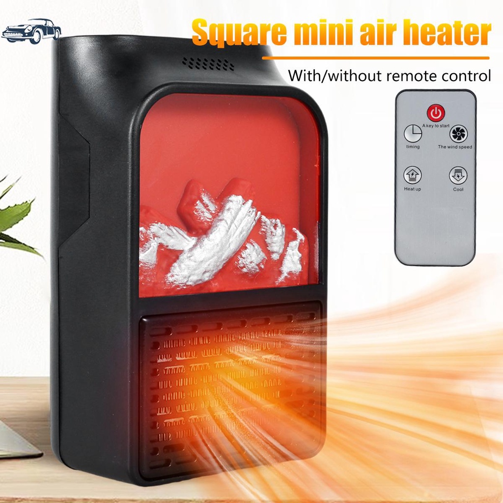Fan Heater 500W Flame Effect Electric Room Heater Low Noise Fast