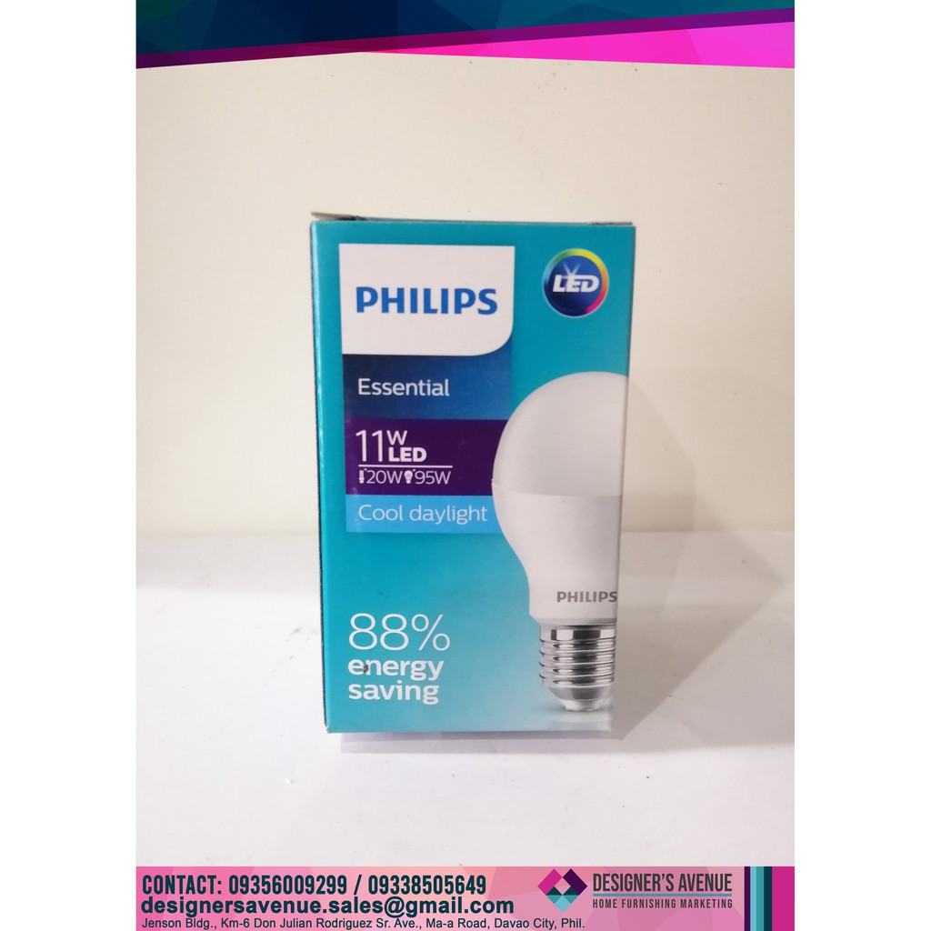 Philips Essential Led Lightbulb Cool Daylight 11w 6500k Cdl Shopee