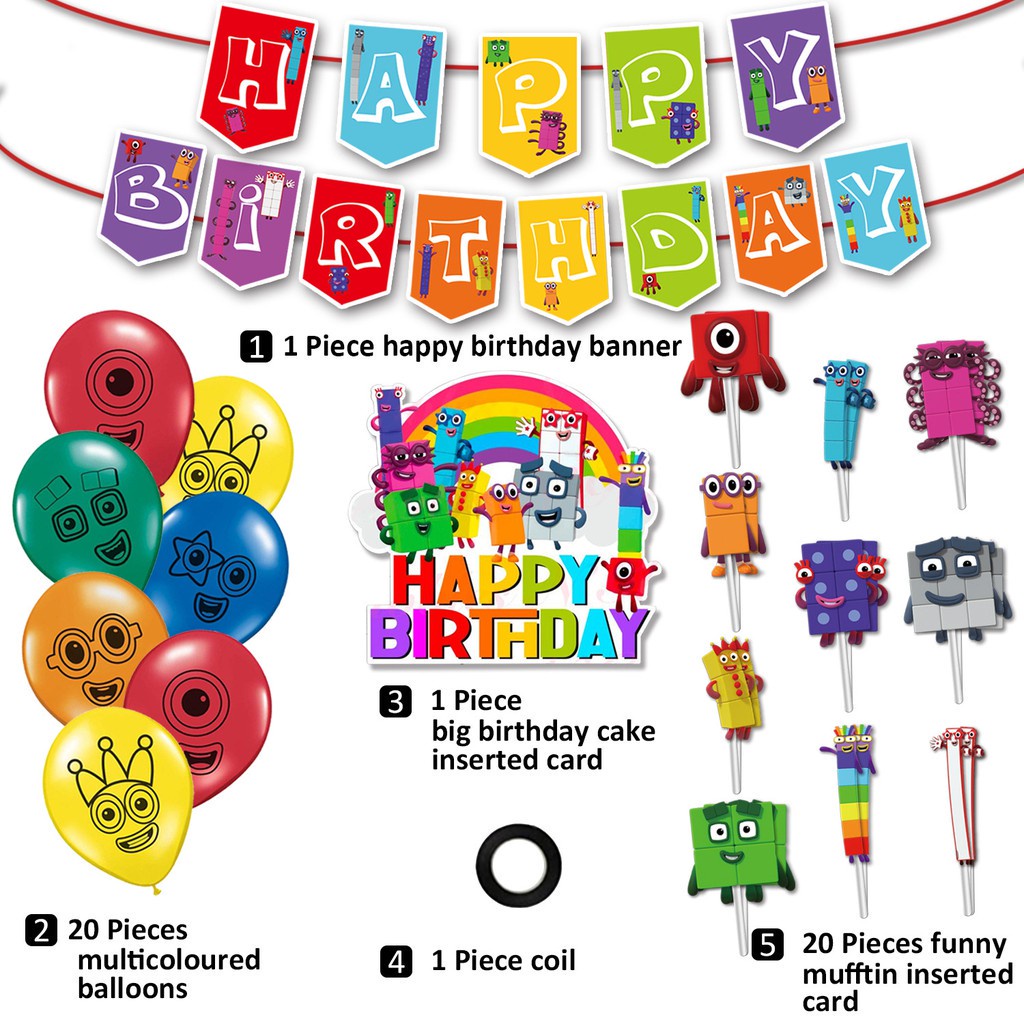 Number Block Happy Birthday Party Needs Supplies Balloon Banner And ...