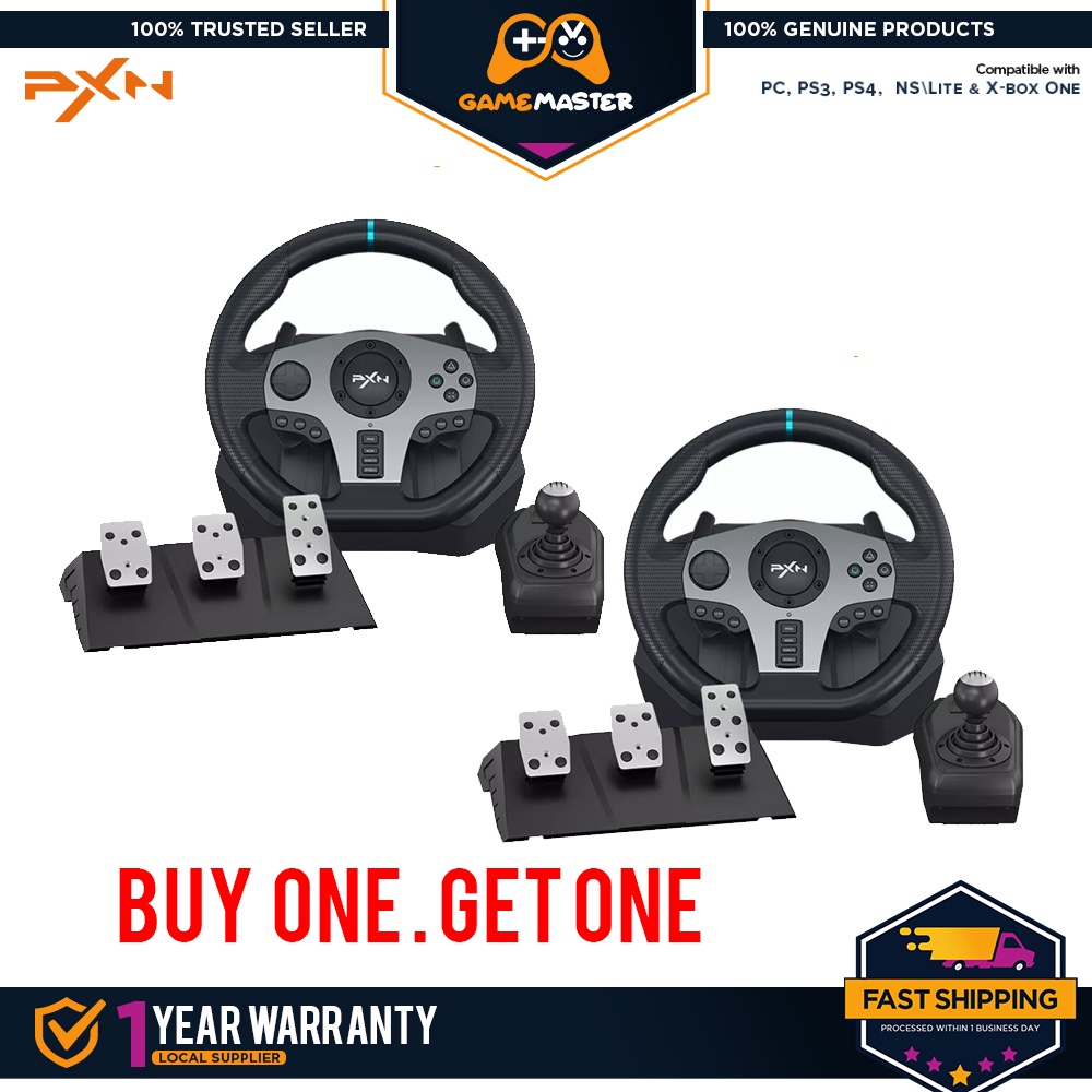 PXN V9 BUY 1 GET 1 STEERING WHEEL WITH PEDAL AND SHIFTER CONTROLLLER ...