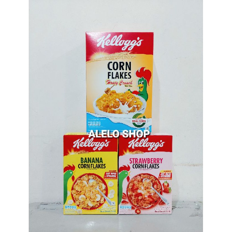 Kelloggs Strawberry Banana Corn Flakes Honey Crunch Nuts 400 180 G Cereals Cereals Honey Banana Kellogs Shopee Philippines