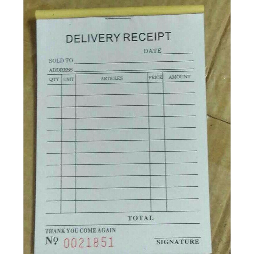 DELIVERY RECEIPT,(carbonless copy paper) ccp,135MM*95MM Shopee