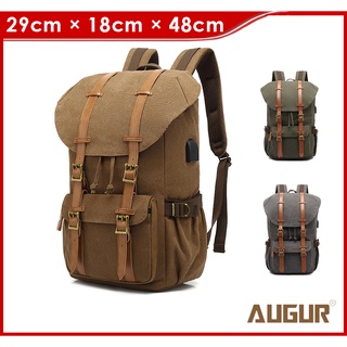 AUGUR canvas backpack large capacity USB external interface men's bag for men coffee