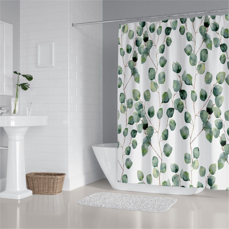 green shower curtain