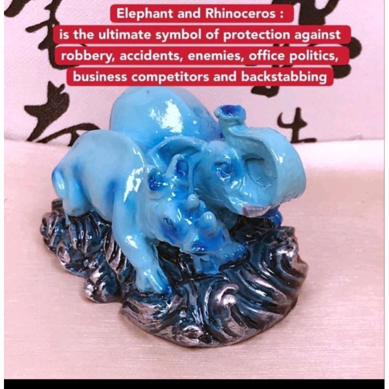 blue rhino elephant fengshui display lucky | Shopee Philippines