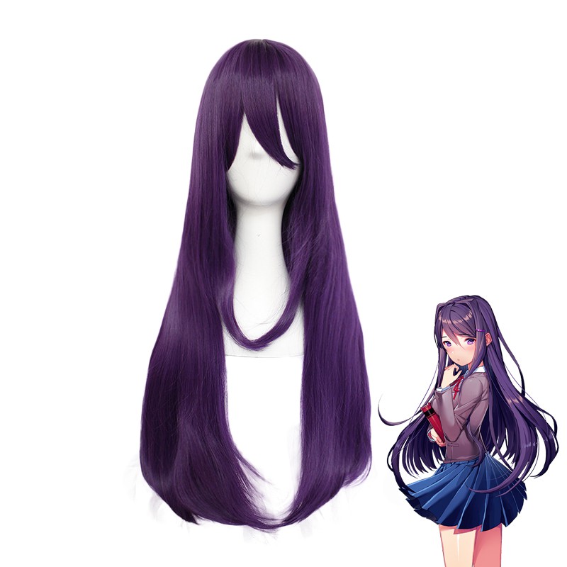 DDLC Doki Doki Literature Club Yuri Women Purple Long Wig Cosplay Costume  Heat Resistant Synthetic H | Shopee Philippines