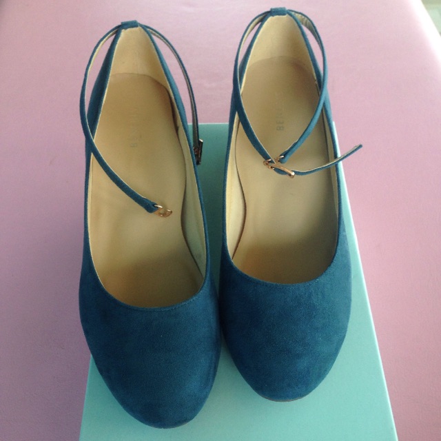 teal suede heels