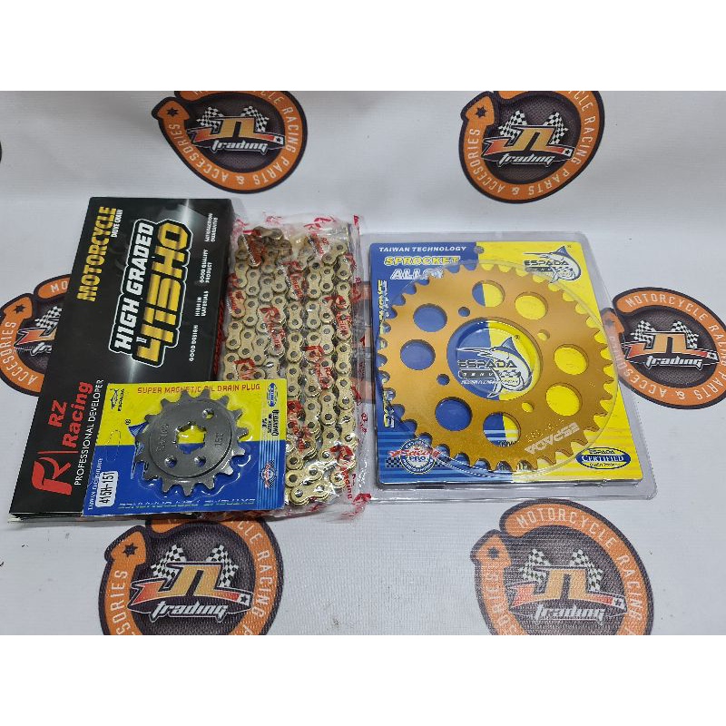 ESPADA ALLOY SPROCKET SET WITH RZ RACING O-RING TYPE HEAVY DUTY CHAIN ...