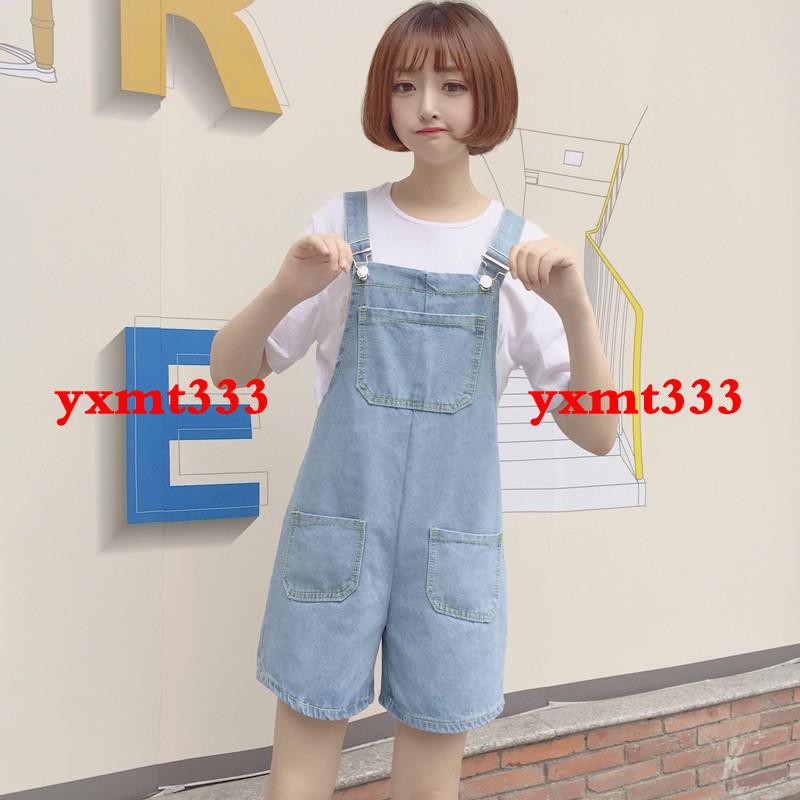 light blue denim overalls