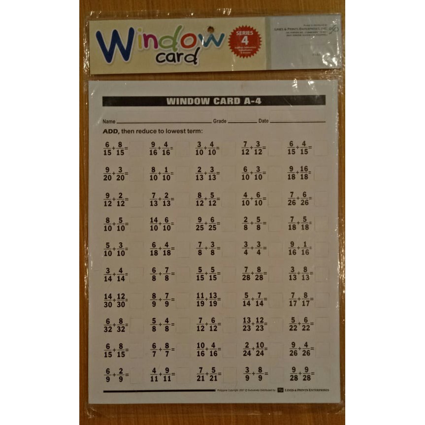 Math Window Card