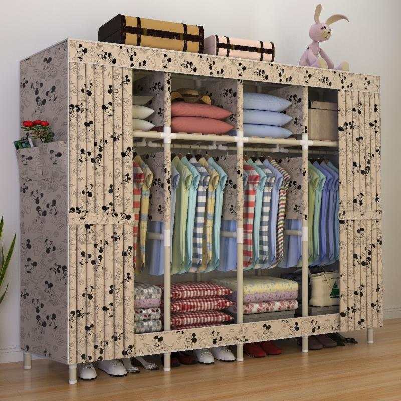 Special Offer Simple Wardrobe 2 Meters Solid Wood Cloth Cabinet