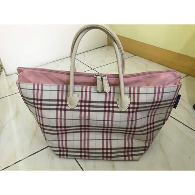 Authentic Burberry blue label zip large tote | Shopee Philippines