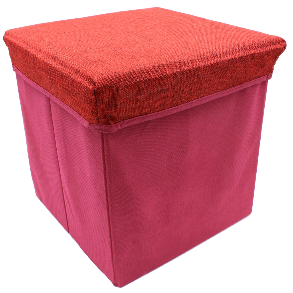 Wallmark Linen Fabric Ottoman Storage Box Chairs (Mexican Red) Shopee