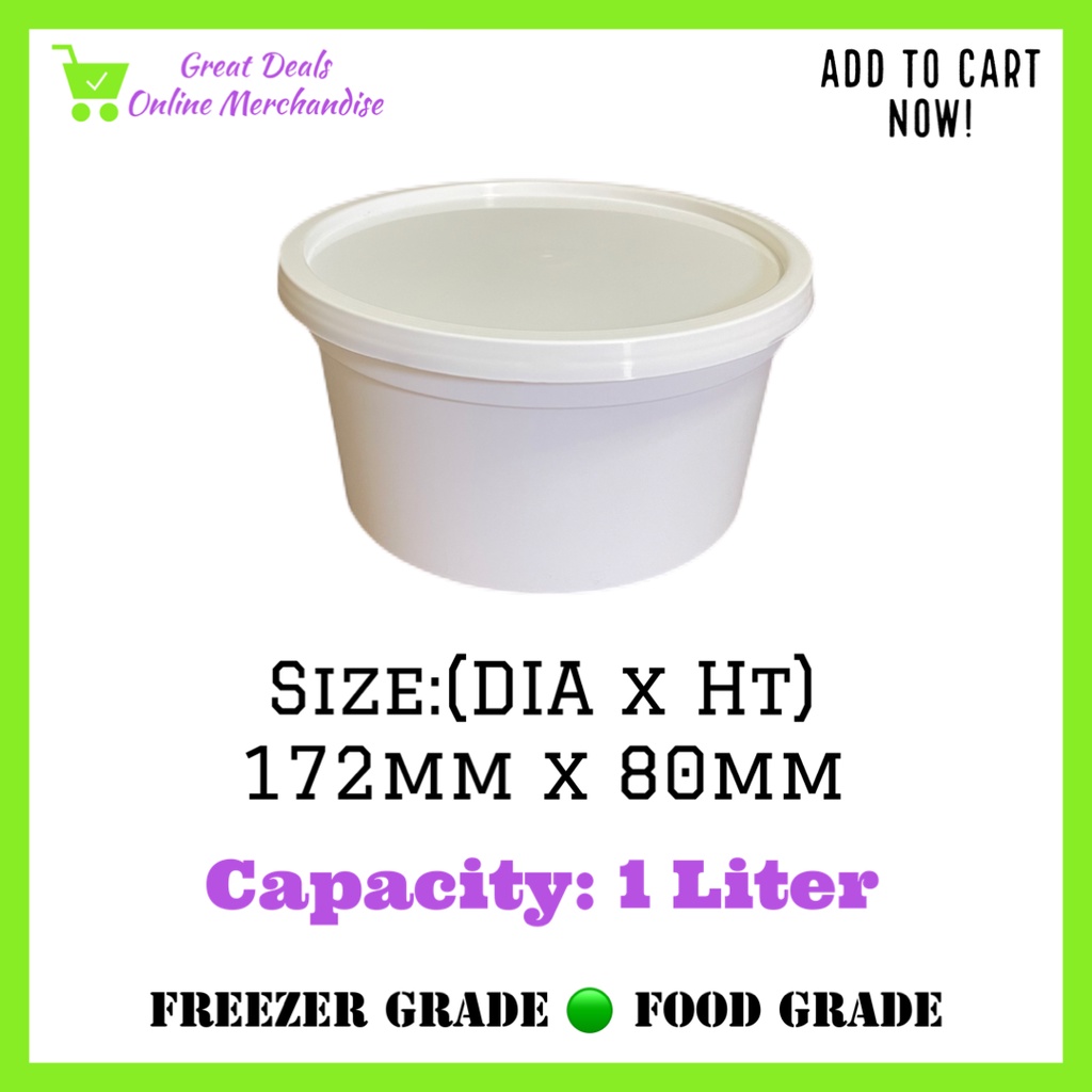 1L Round Ice Cream Container (Food And Freezer Grade) Shopee Philippines