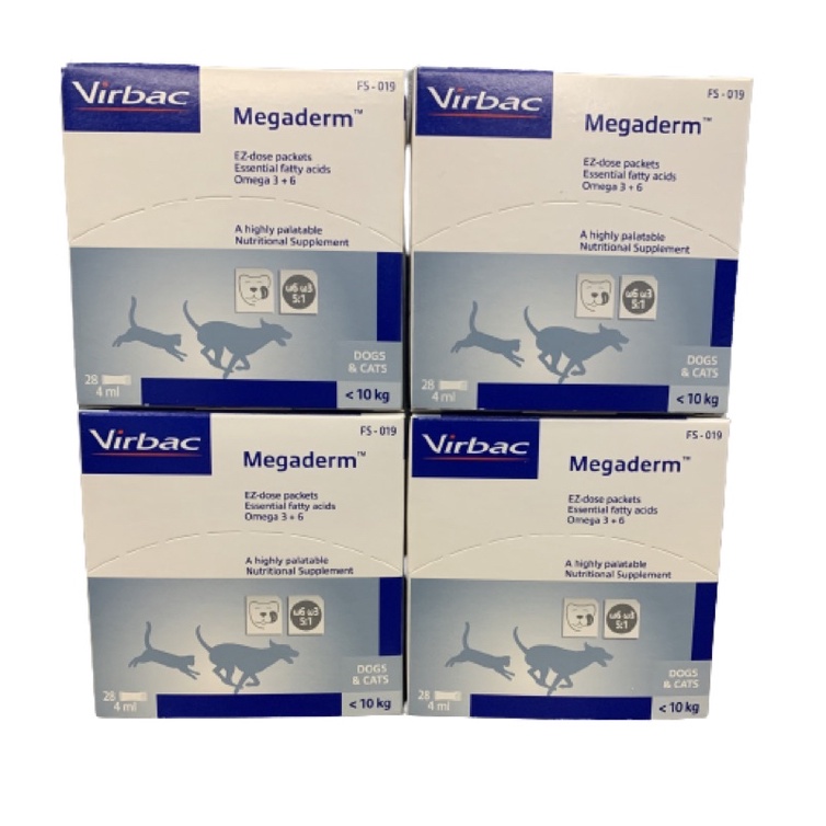 Virbac Megaderm Omega 3 and 6 Supplement for Cats and Dogs (Box of 28