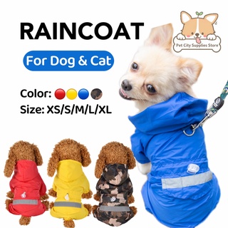 Pet City Dog Waterproof Raincoat Cat Reflective Jacket Puppy Kitten Outdoor Hoodie Breathable Mesh