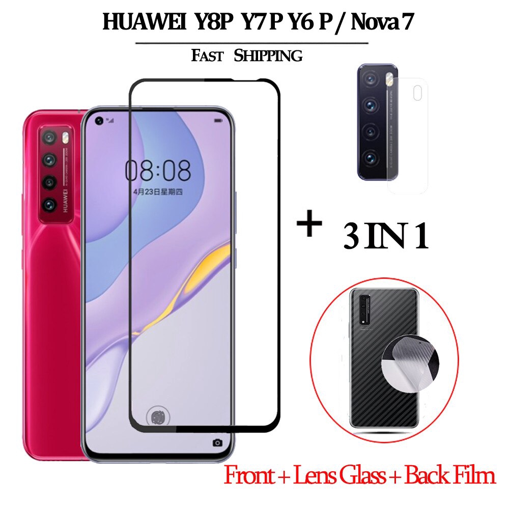 3 in 1 Huawei Y6P Y5P Y7P Y8P 2020 HD toughened glass Nova 3i 7i 5T ...