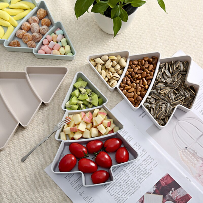 Xmas Fruits Plastic Plates Dishes Bowl Breakfast Tray Home Kitchen Supplies