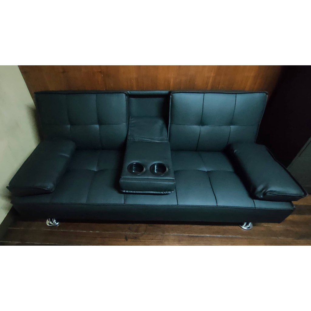Champ Sofa Bed Leather & Uratex Foam (Black) Shopee Philippines