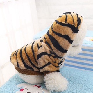 Pet Clothes Winter Warm Fleece Tiger Stripes Puppy Dog Hoodie #4