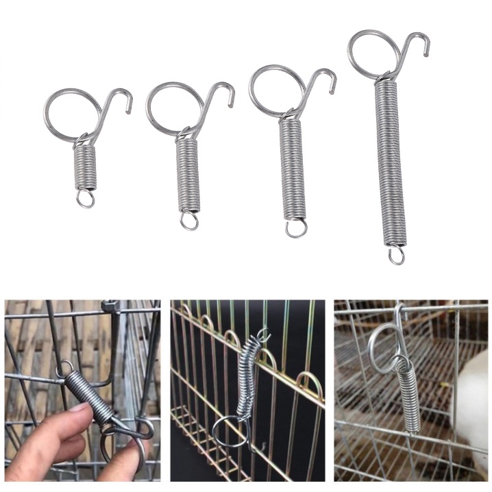10 Pcs Spring Lock Rabbit Cage Door Hook Metal Spring Lock for Poultry