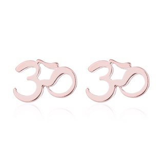 Personality Stainless Steel Om Aum Symbol Stud Earrings Prayer Wish 3q-letter Jewelry #8