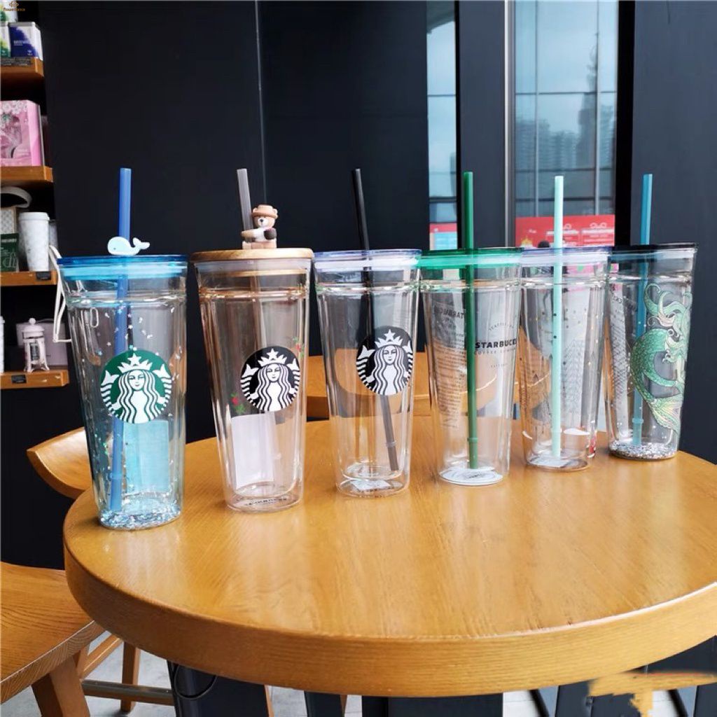 100authentic 473ml / 710ml Reusable Transparent Starbucks Tumbler