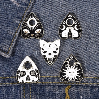 Zodiac Enamel Brooch Black Cat Head Love Metal Pin Lapel Jewelry Couple Lucky Badge Gift #3