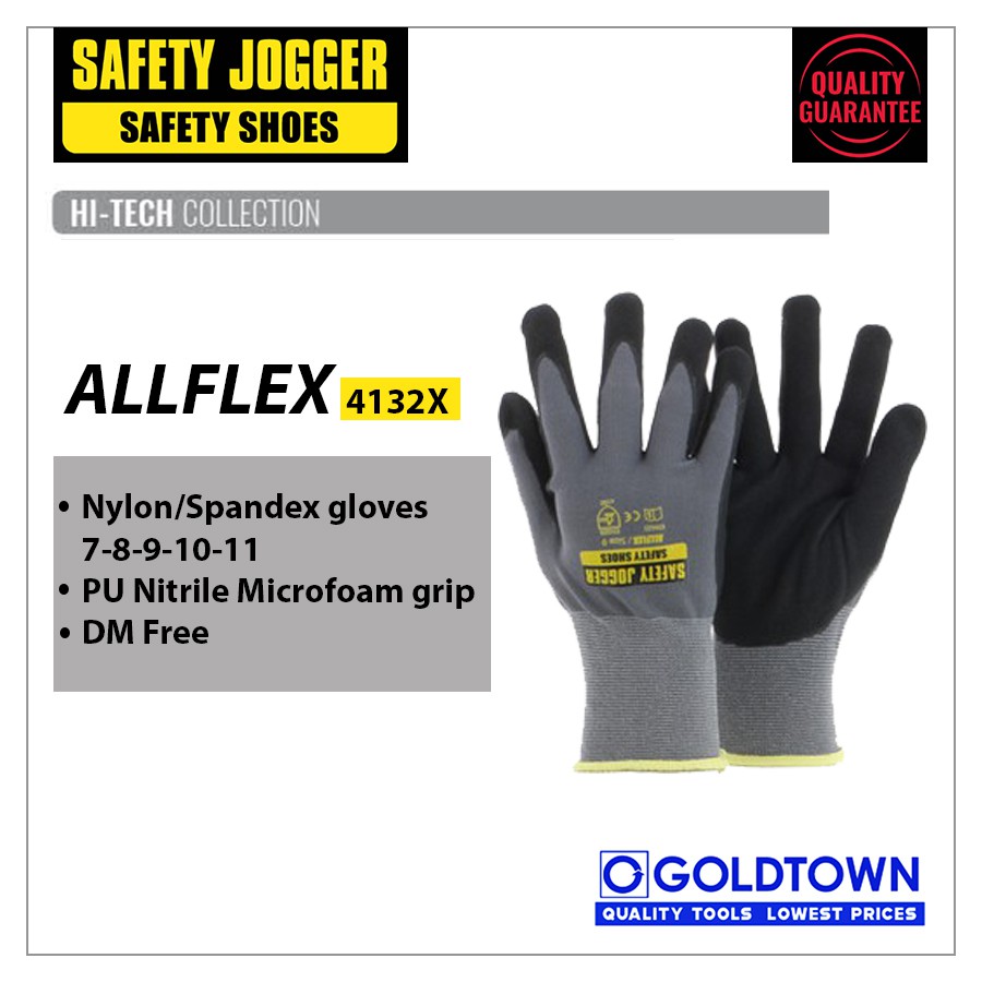 SAFETY JOGGER Allflex Gloves Nylon spandex liner with black micro foam