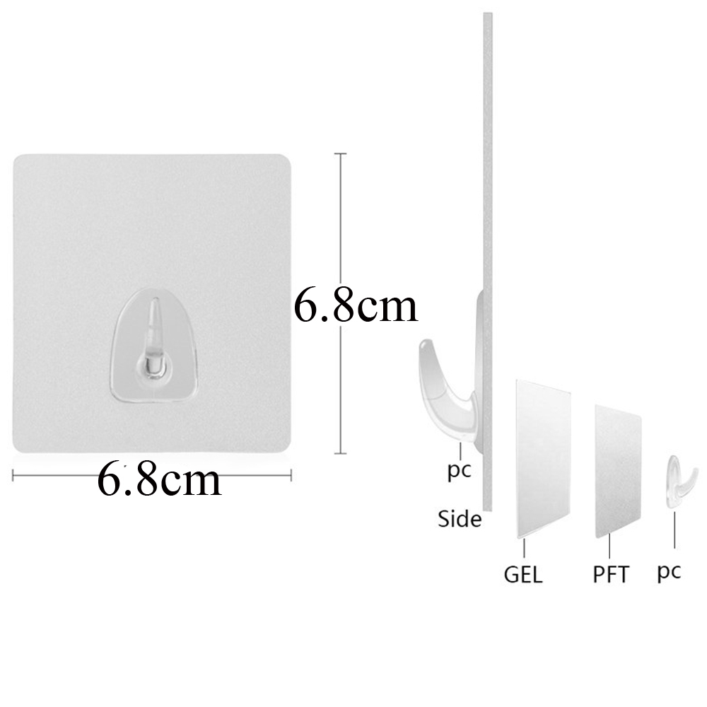 1/6PCS Home & Living Transparent Seamless Adhesive Hook