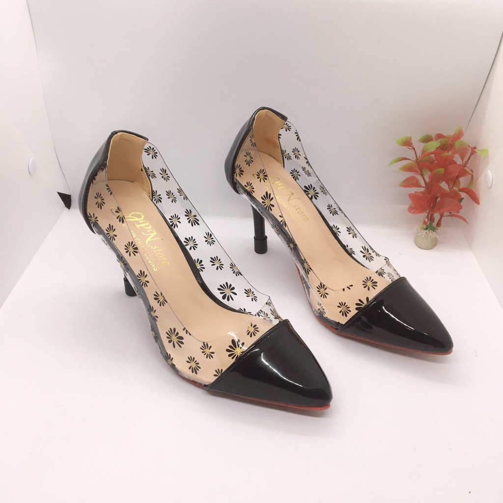 Mica Closed Toe High Heels IN Flower Pattern | Shopee Philippines