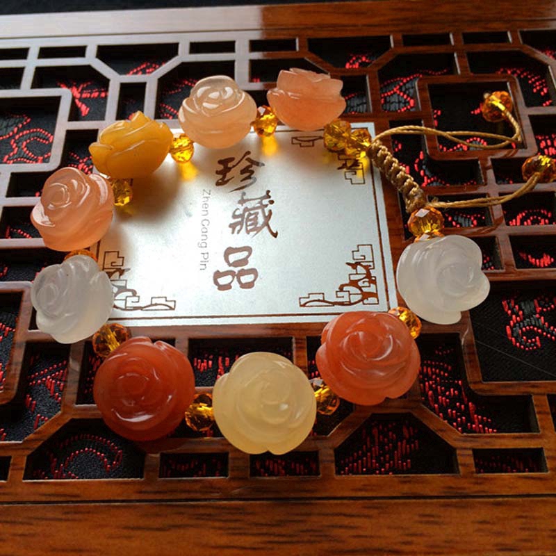 Xinjiang rose golden silk jade bracelet Gobi coloured jade Shopee